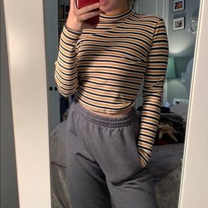 Striped Tight Mock Neck